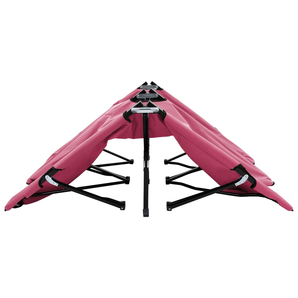 Espreguiçadeira/cama dobrável para 2 pessoas aço cor-de-rosa