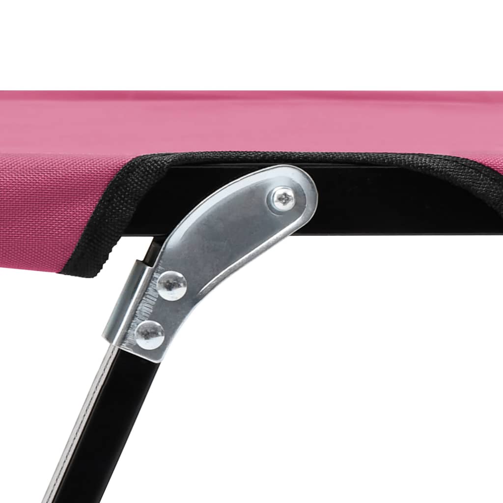Espreguiçadeira/cama dobrável para 2 pessoas aço cor-de-rosa