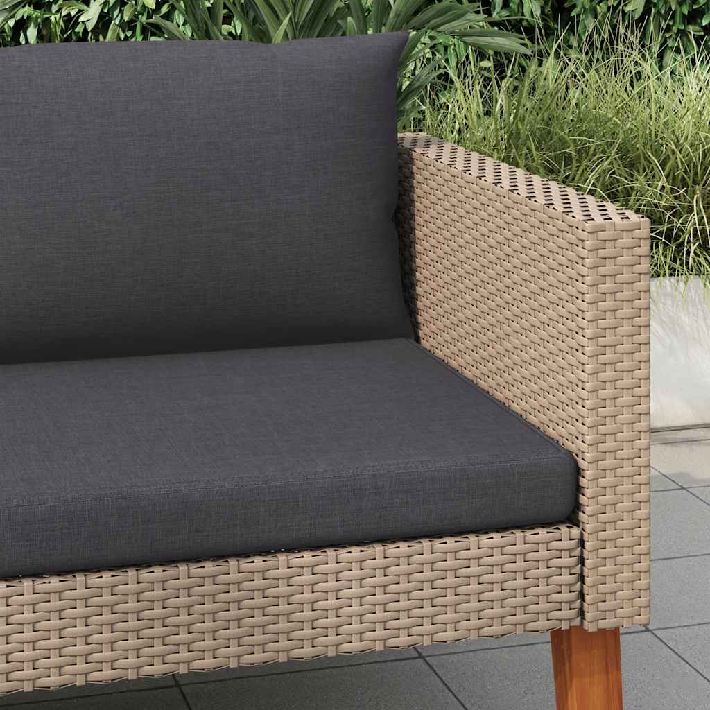 Sofá de jardim individual com almofadões vime PE bege