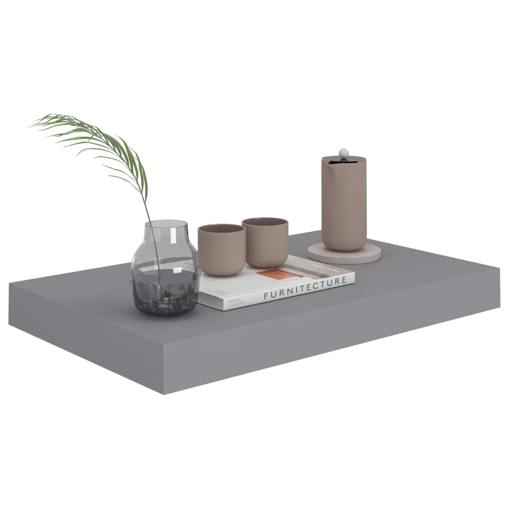 Prateleiras de parede suspensas 4 pcs 40x23x3,8cm MDF cinza
