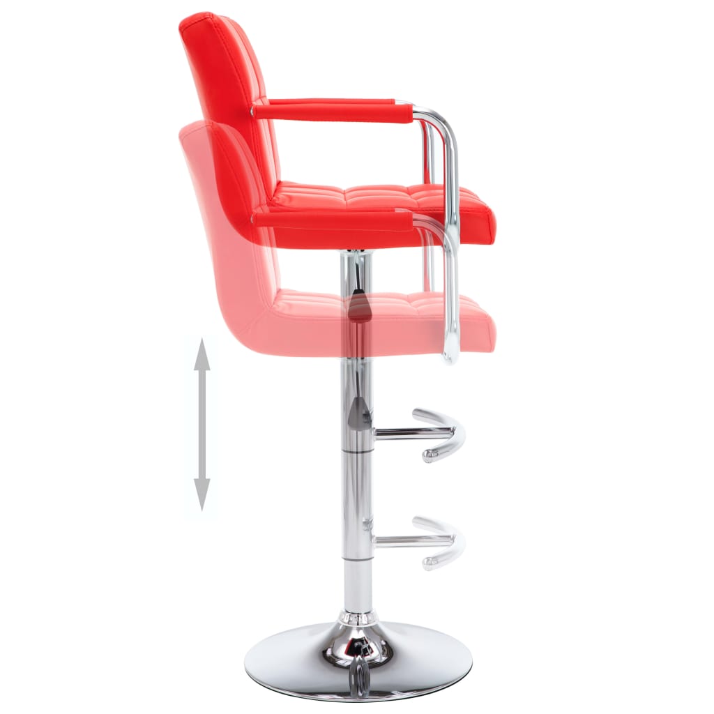 Bancos de bar 2 pcs couro artificial vermelho