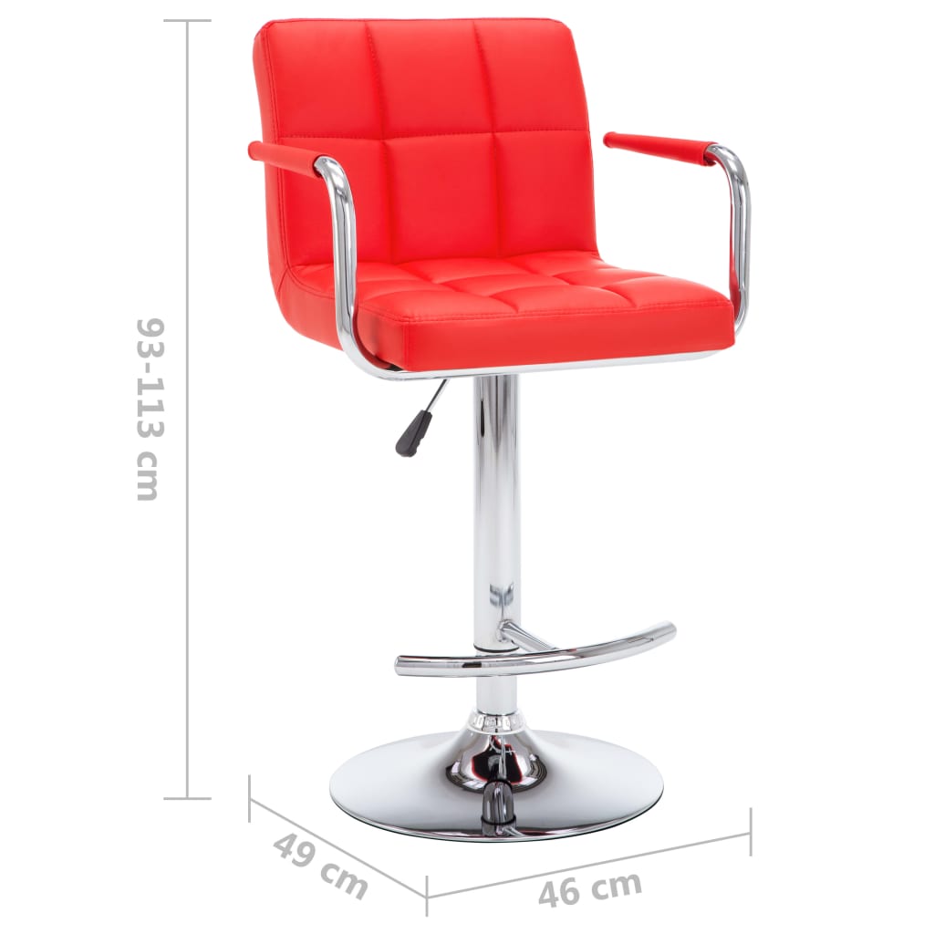 Bancos de bar 2 pcs couro artificial vermelho