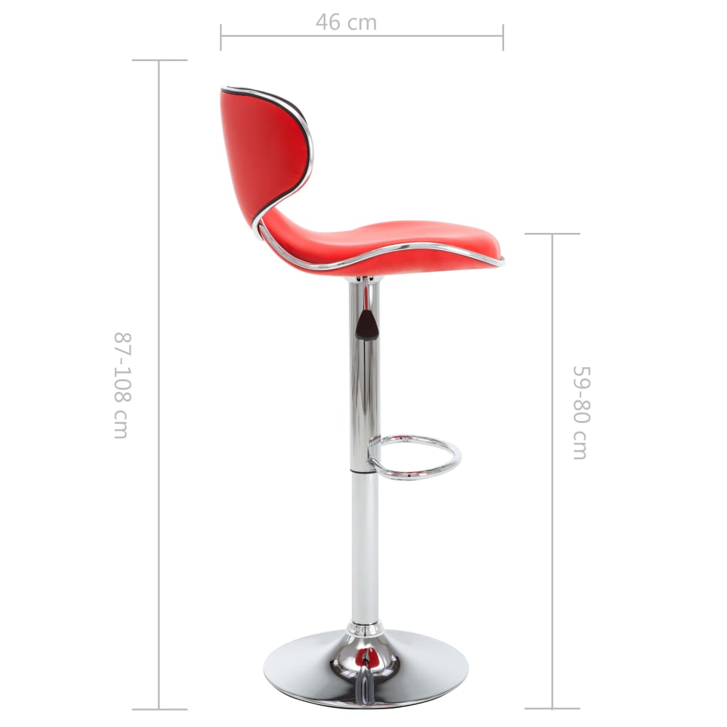 Bancos de bar 2 pcs couro artificial vermelho