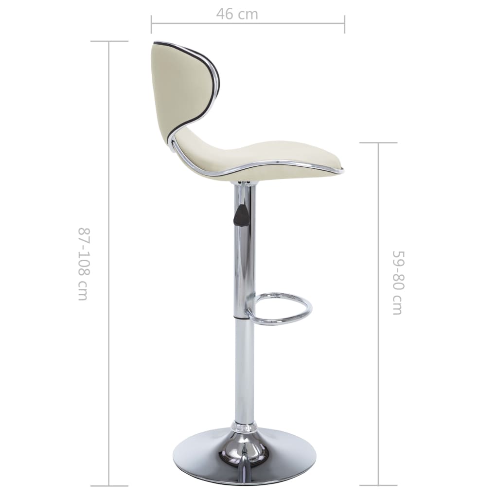 Bancos de bar 2 pcs couro artificial cor creme