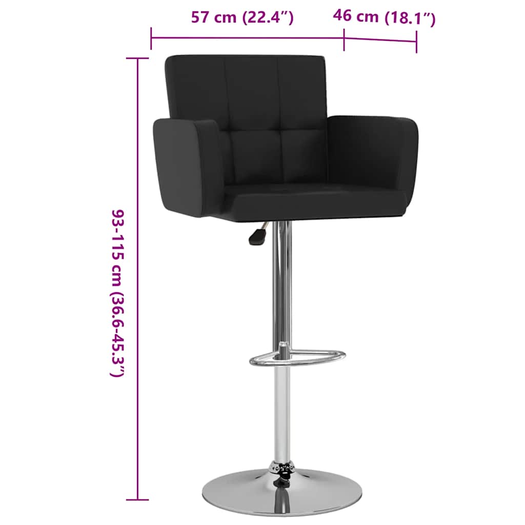Bancos de bar 2 pcs couro artificial preto