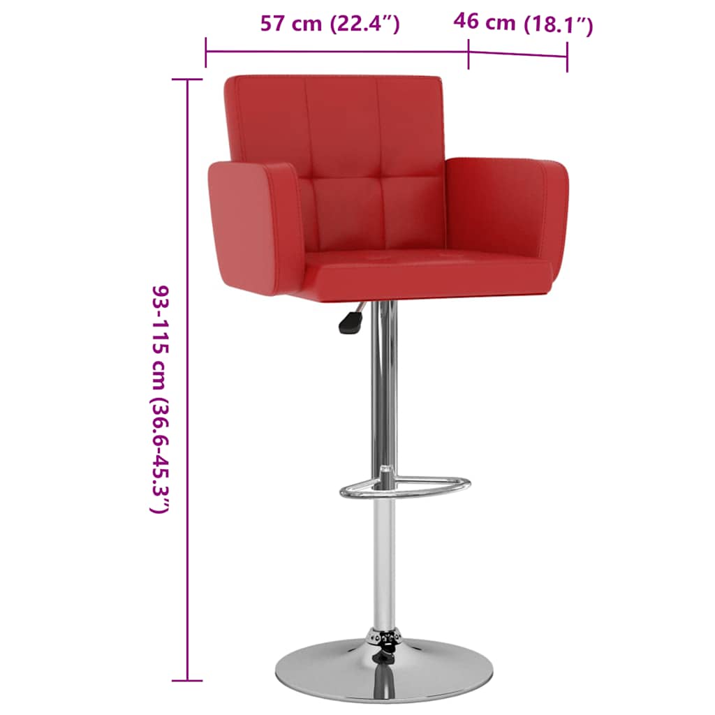Bancos de bar 2 pcs couro artificial vermelho