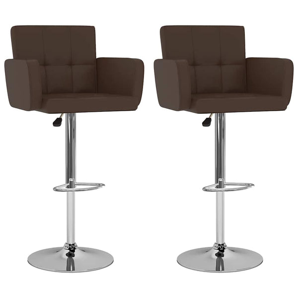 Bancos de bar 2 pcs couro artificial castanho