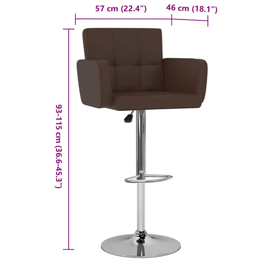 Bancos de bar 2 pcs couro artificial castanho