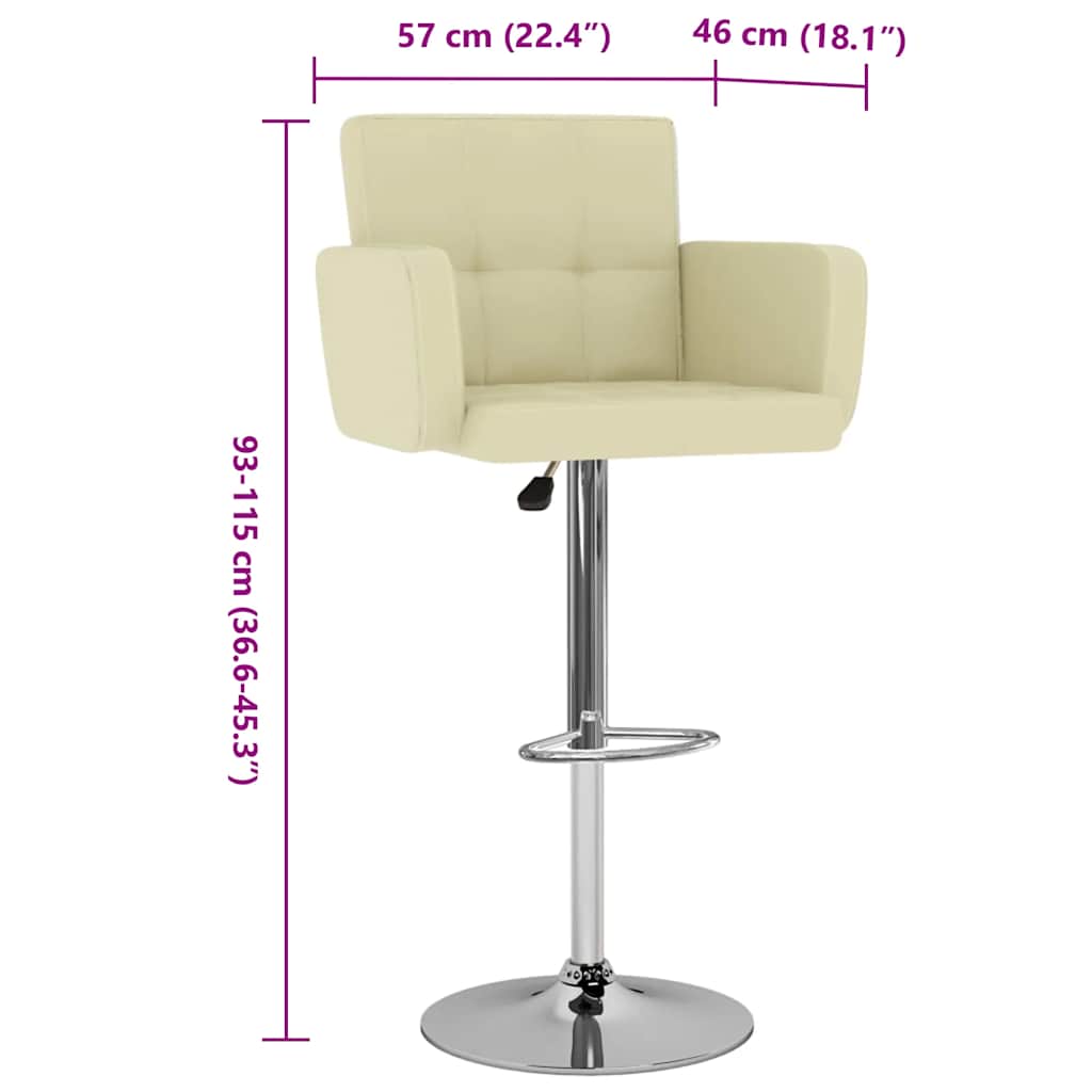 Bancos de bar 2 pcs couro artificial cor creme