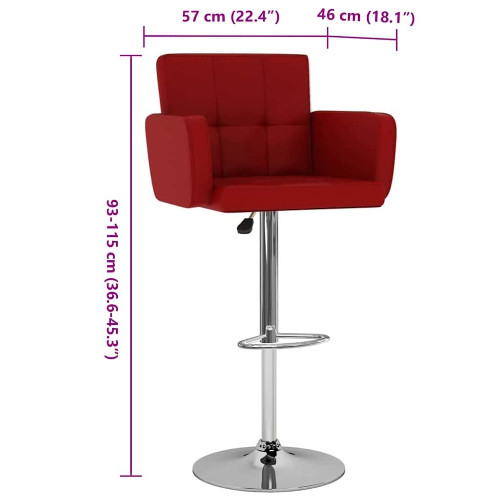 Bancos de bar 2 pcs couro artificial vermelho tinto