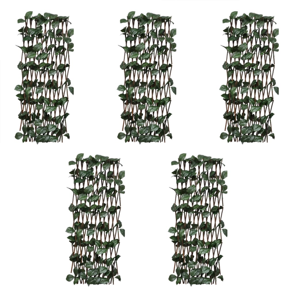 Cercas treliça salgueiro c/ folhas artificiais 5 pcs 180x30cm