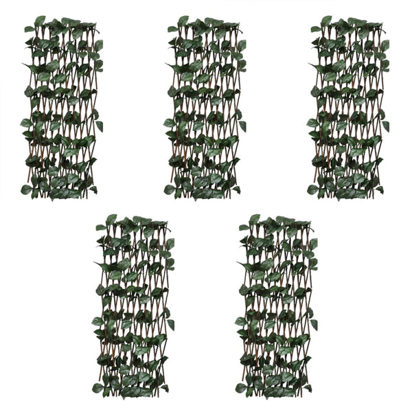 Cercas treliça salgueiro c/ folhas artificiais 5 pcs 180x30cm