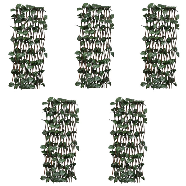 Cercas treliça salgueiro c/ folhas artificiais 5 pcs 180x60cm