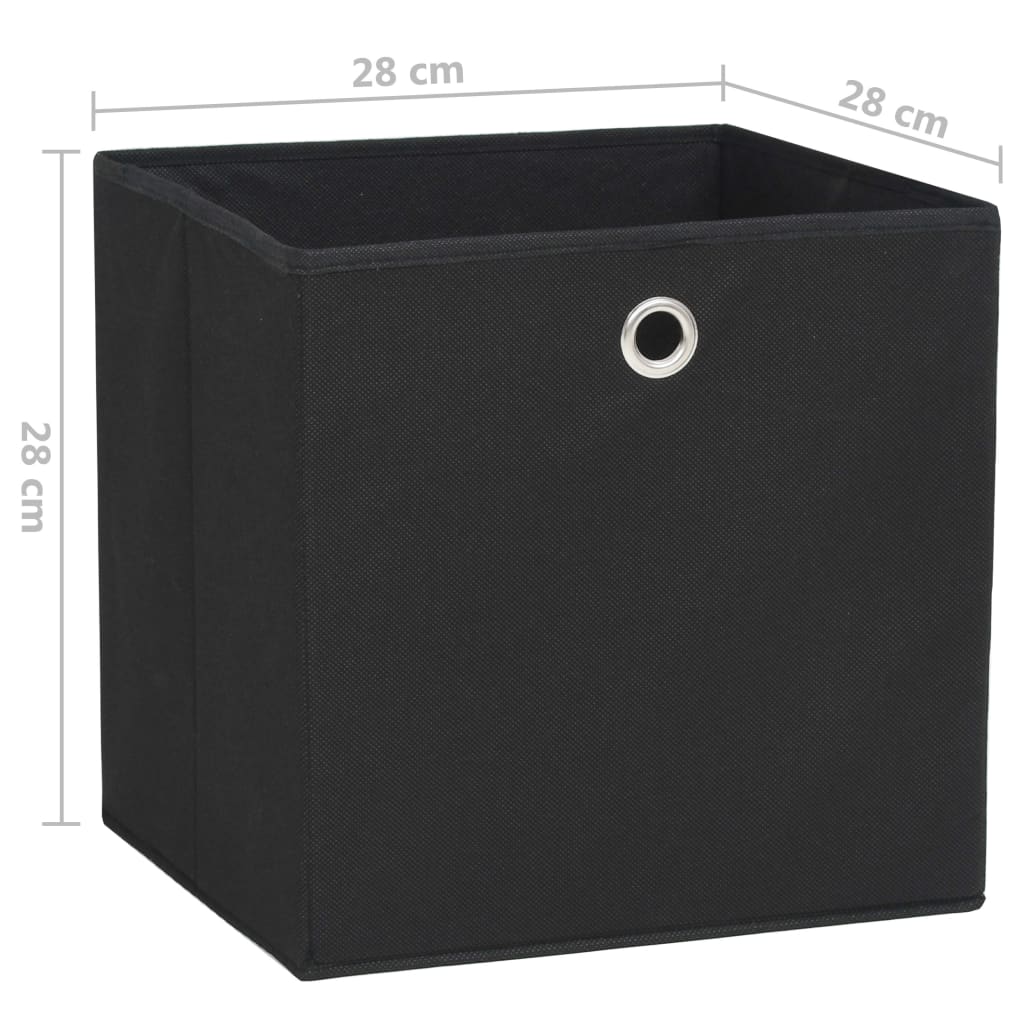 Caixas arrumação 4 pcs 28x28x28 cm tecido-não-tecido preto