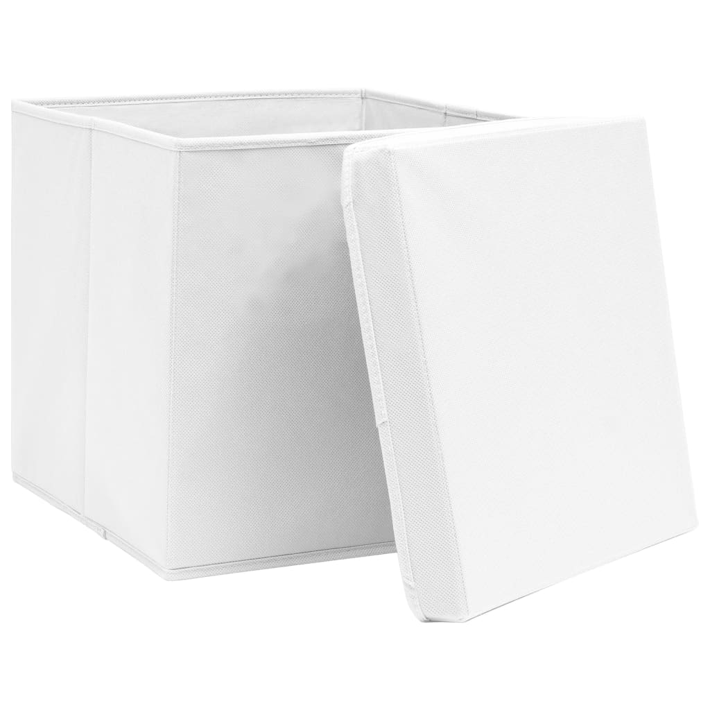 Caixas de arrumação com tampas 4 pcs 28x28x28 cm branco