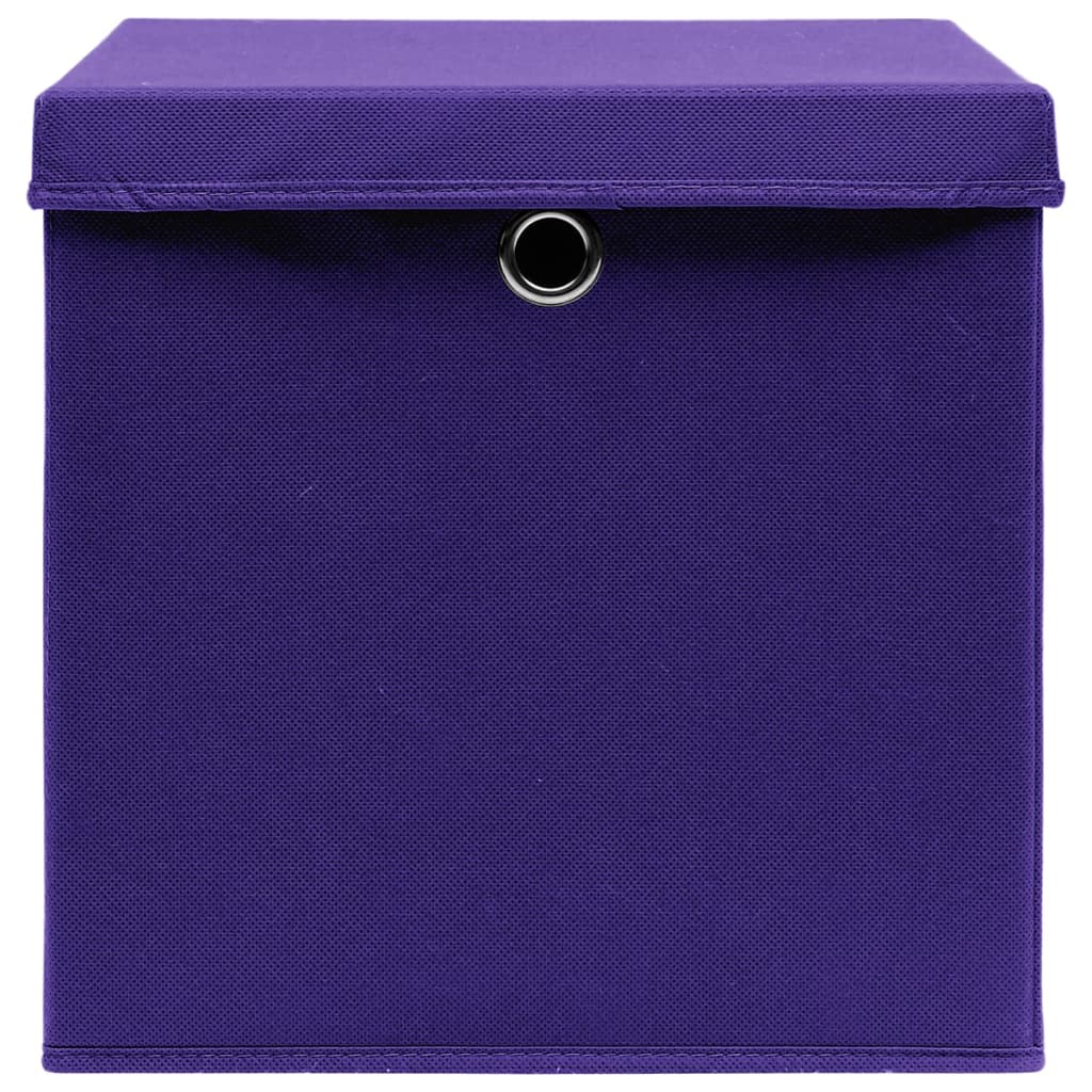 Caixas de arrumação com tampas 4 pcs 28x28x28 cm roxo