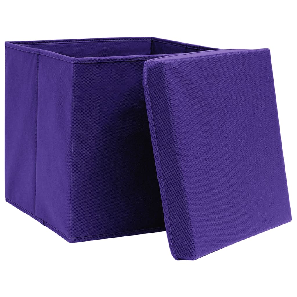 Caixas de arrumação com tampas 4 pcs 28x28x28 cm roxo
