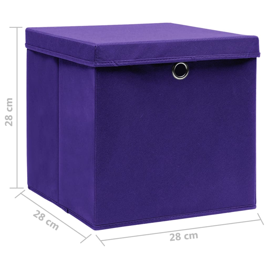 Caixas de arrumação com tampas 4 pcs 28x28x28 cm roxo