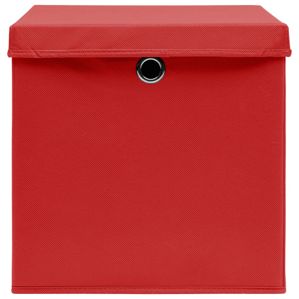 Caixas de arrumação com tampas 4 pcs 28x28x28 cm vermelho