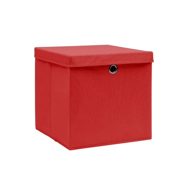 Caixas de arrumação com tampas 10 pcs 28x28x28 cm vermelho
