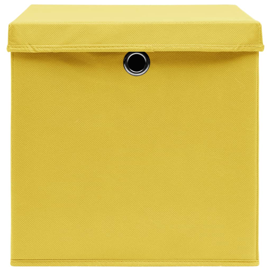 Caixas de arrumação com tampas 4 pcs 28x28x28 cm amarelo