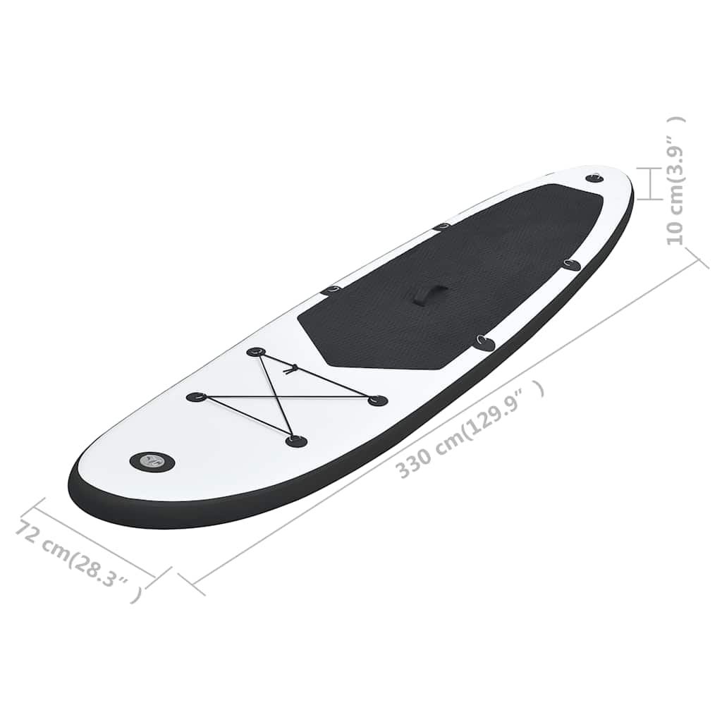 Conjunto prancha de paddle SUP insuflável preto e branco