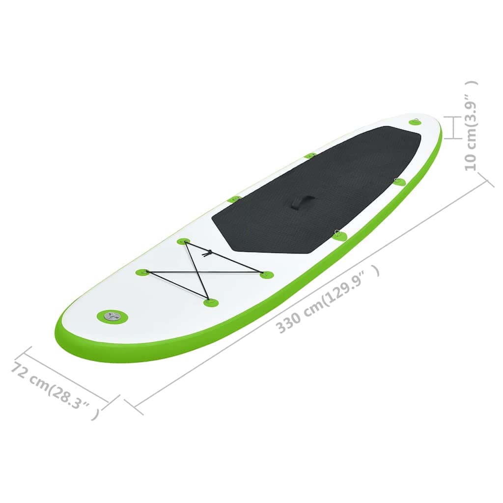 Conjunto prancha de paddle SUP insuflável verde e branco