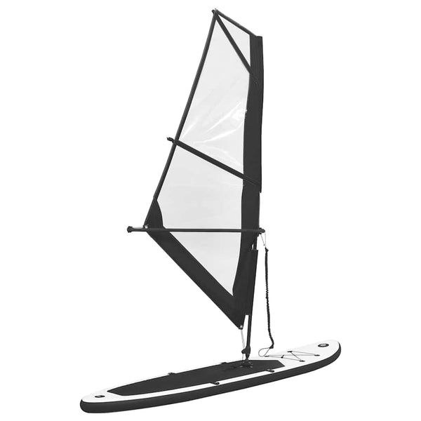 Conjunto prancha paddle SUP insuflável c/ vela preto/branco