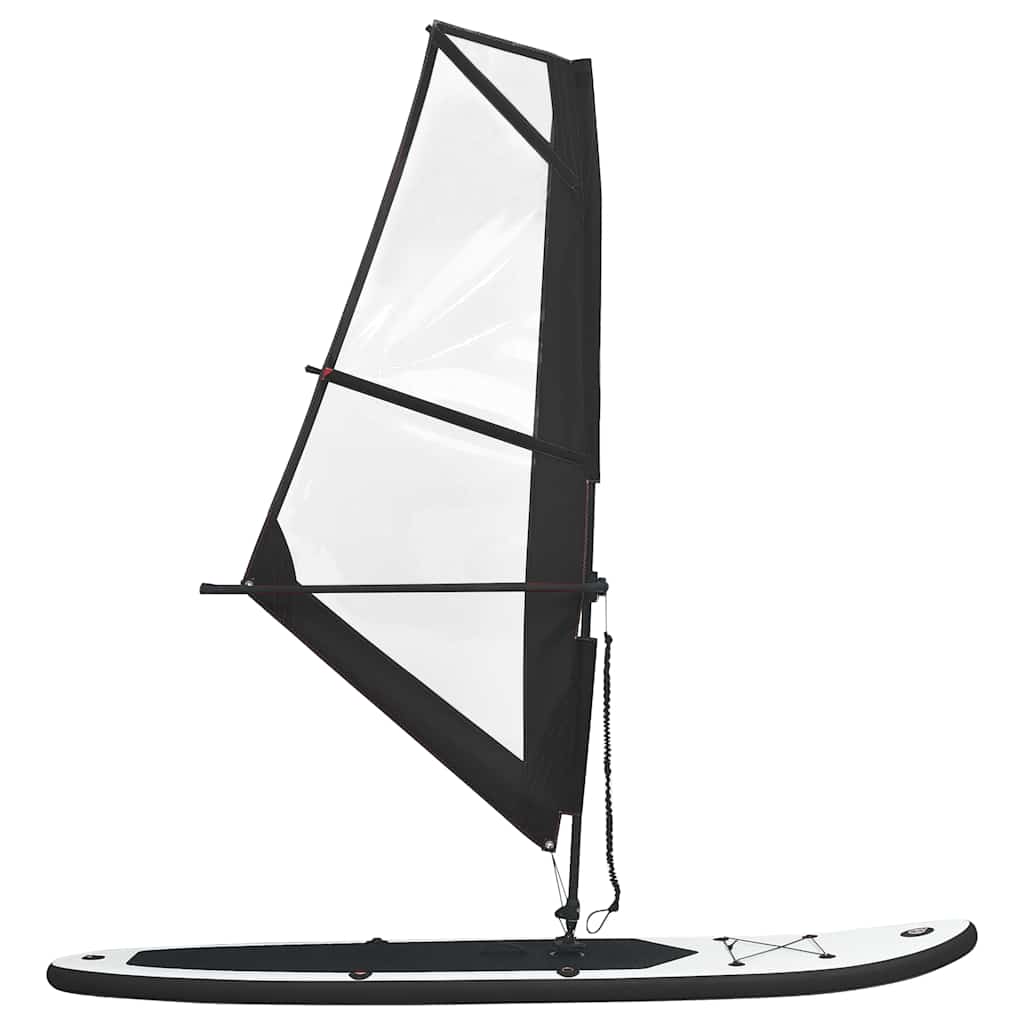 Conjunto prancha paddle SUP insuflável c/ vela preto/branco