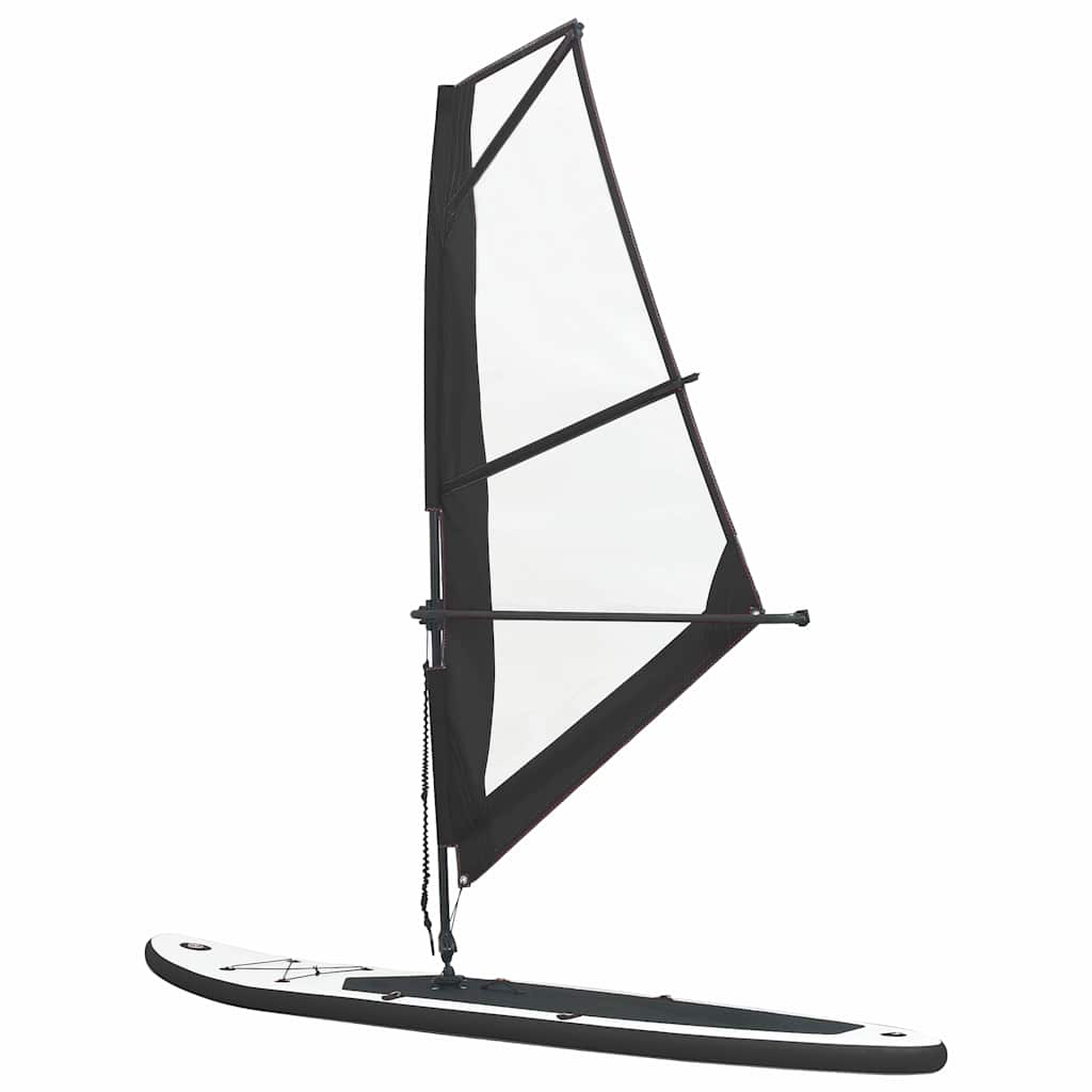 Conjunto prancha paddle SUP insuflável c/ vela preto/branco