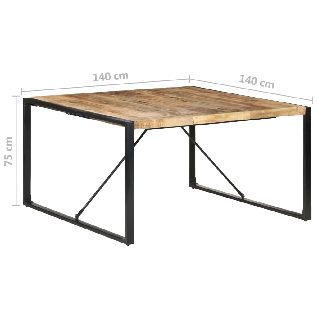 Mesa de jantar 140x140x75 cm madeira de mangueira áspera
