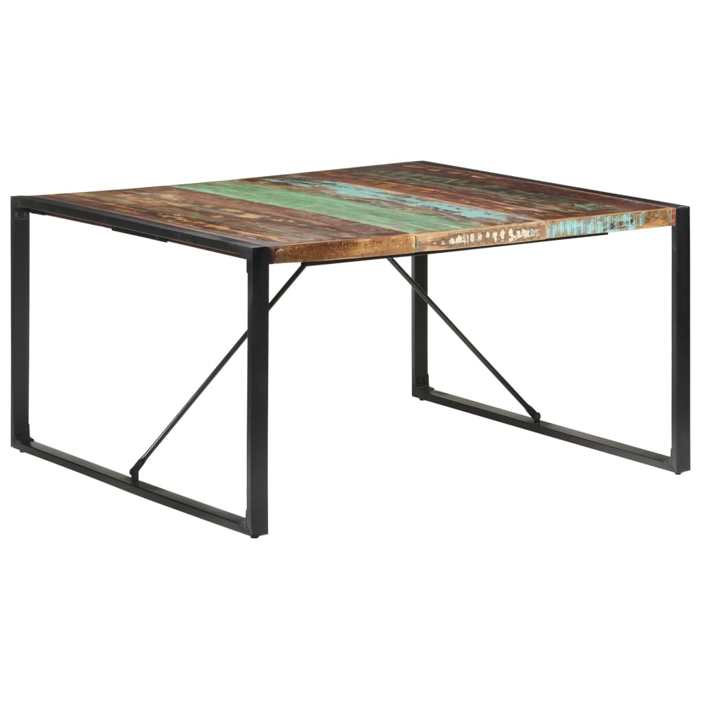 Mesa de jantar 140x140x75 cm madeira recuperada maciça