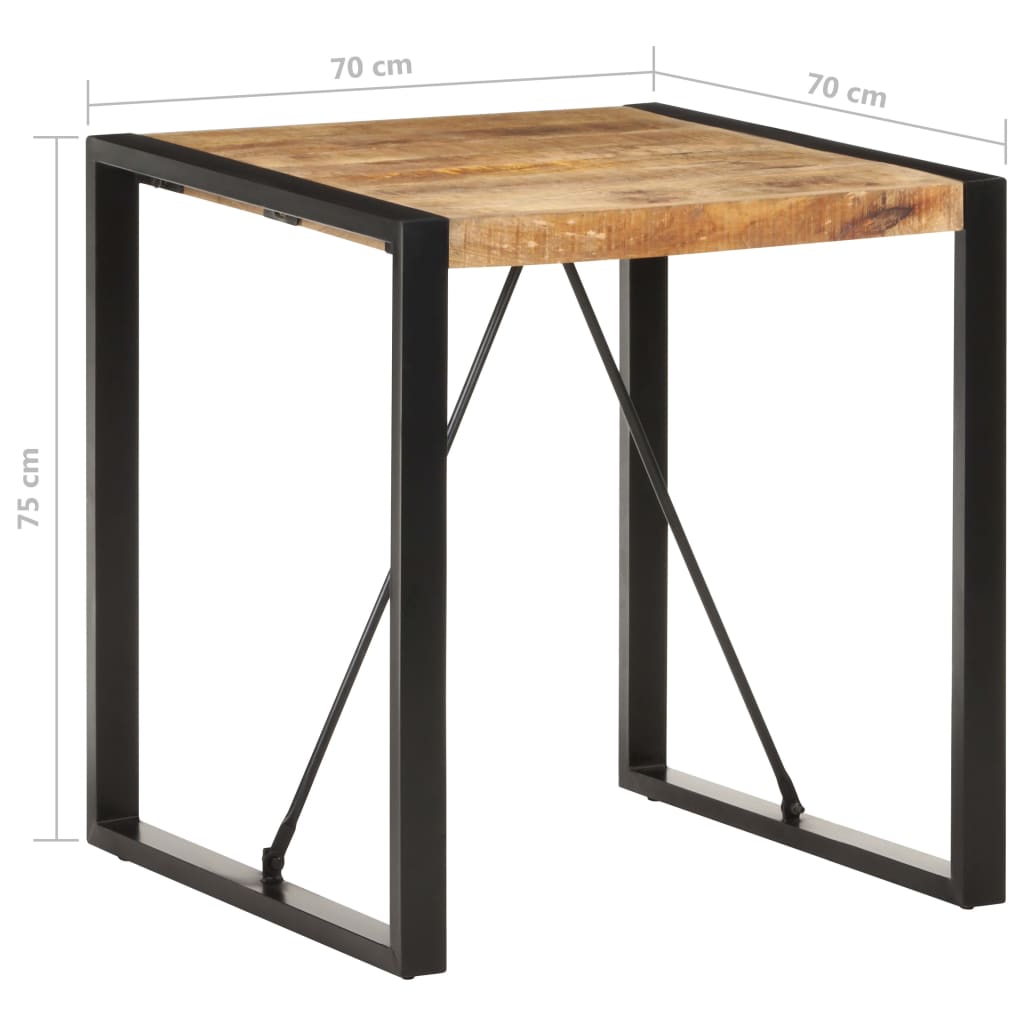 Mesa de jantar 70x70x75 cm madeira de mangueira áspera maciça