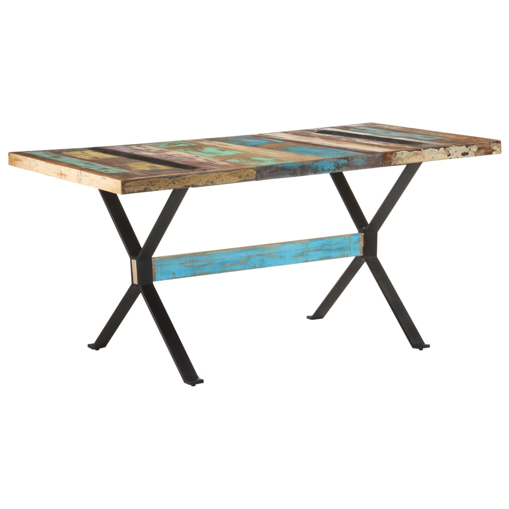 Mesa de jantar 160x80x76 cm madeira recuperada maciça