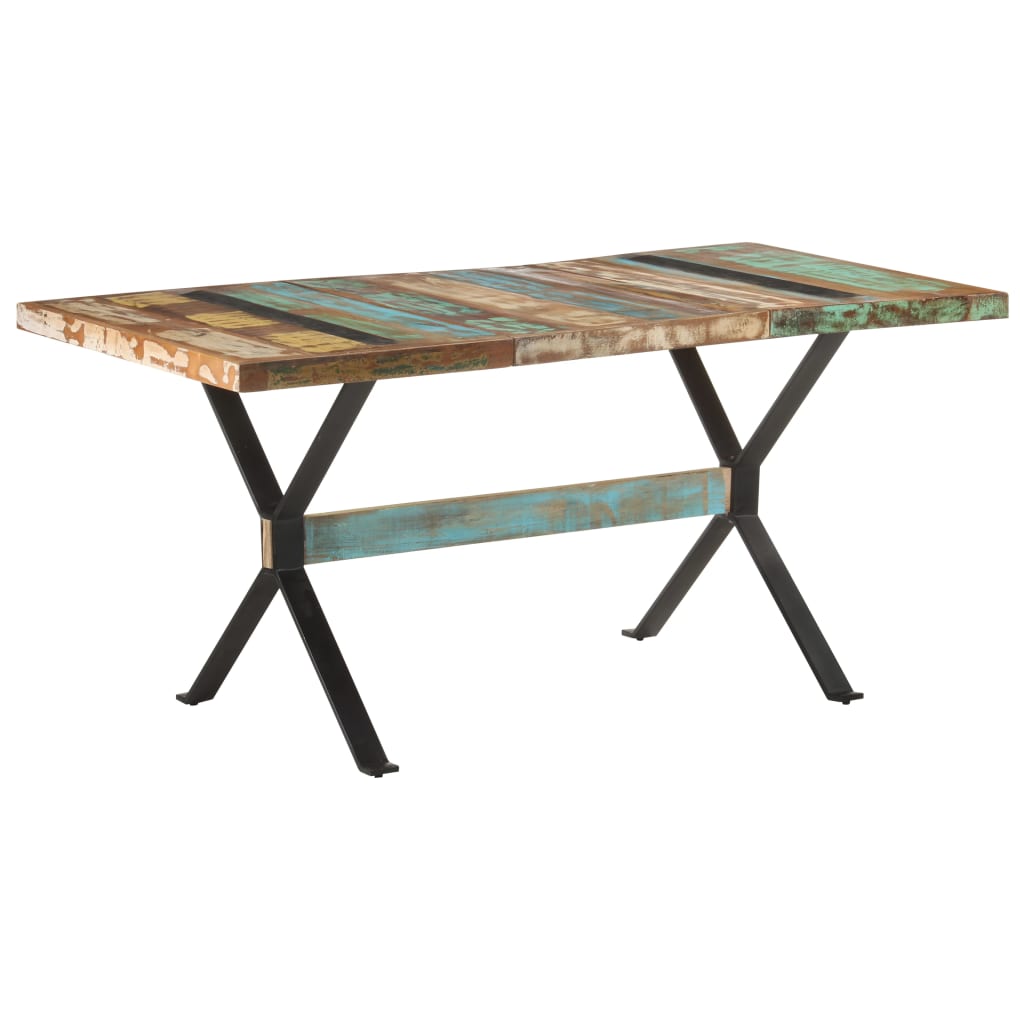 Mesa de jantar 160x80x76 cm madeira recuperada maciça