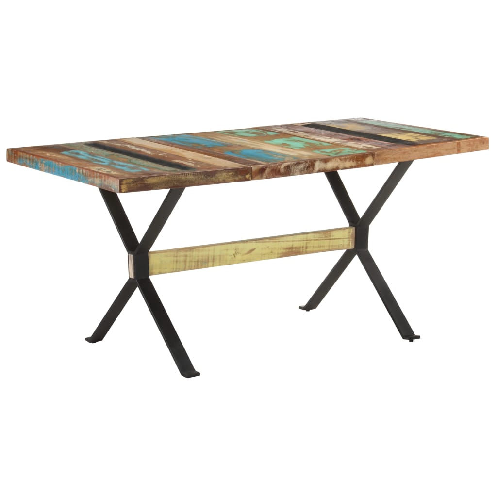 Mesa de jantar 160x80x76 cm madeira recuperada maciça