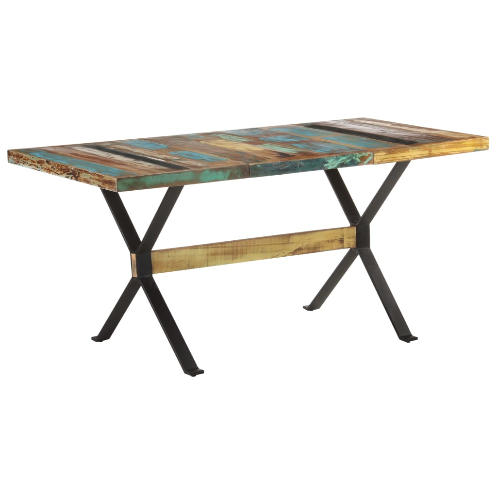 Mesa de jantar 160x80x76 cm madeira recuperada maciça