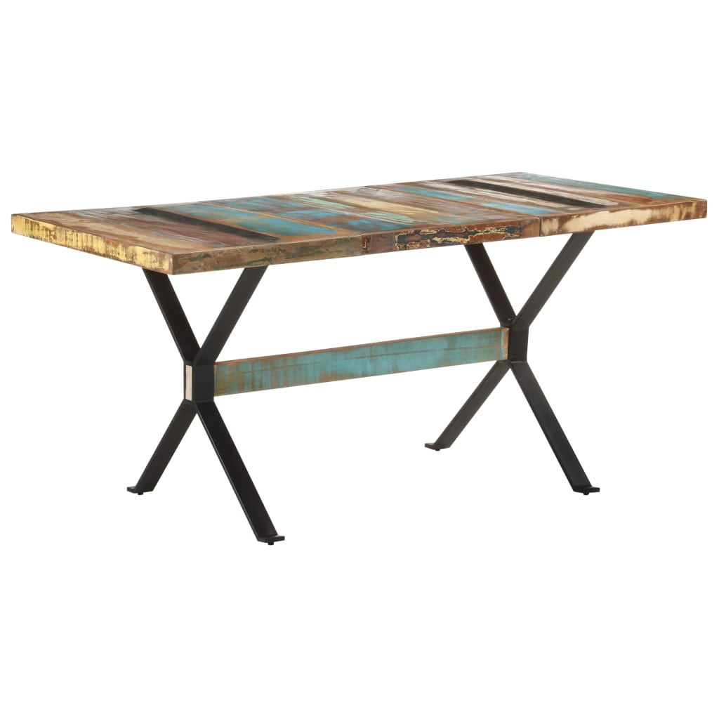 Mesa de jantar 160x80x76 cm madeira recuperada maciça