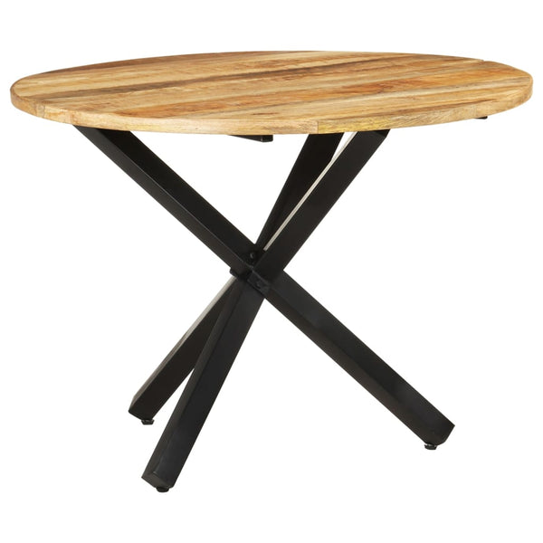 Mesa de jantar redonda 100x100x75cm madeira de mangueira áspera