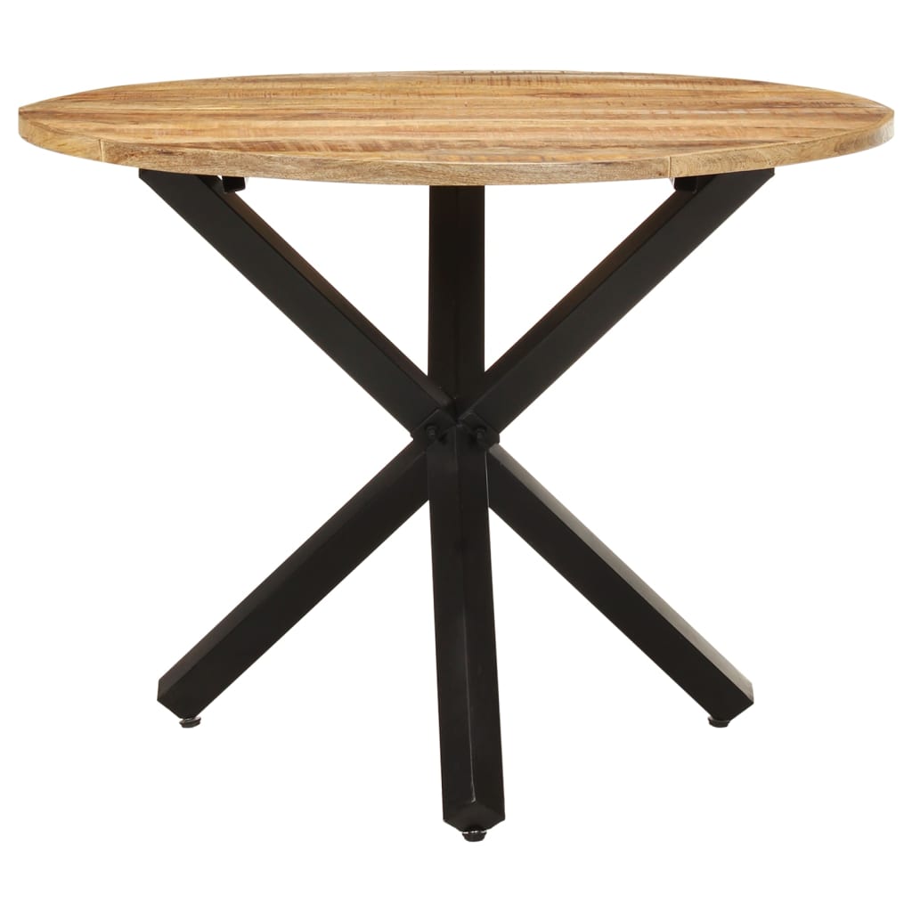 Mesa de jantar redonda 100x100x75cm madeira de mangueira áspera