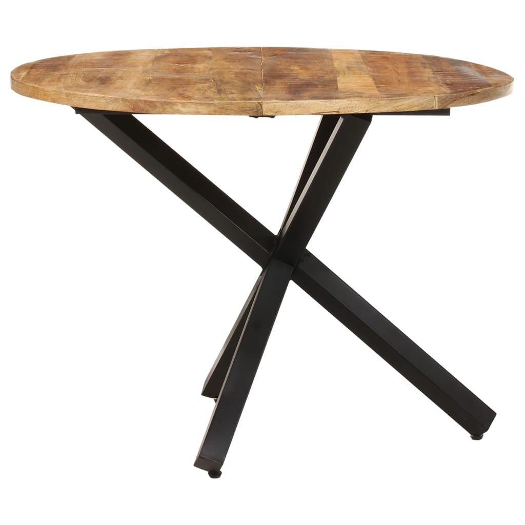 Mesa de jantar redonda 100x100x75cm madeira de mangueira áspera
