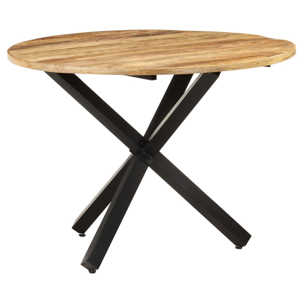Mesa de jantar redonda 100x100x75cm madeira de mangueira áspera