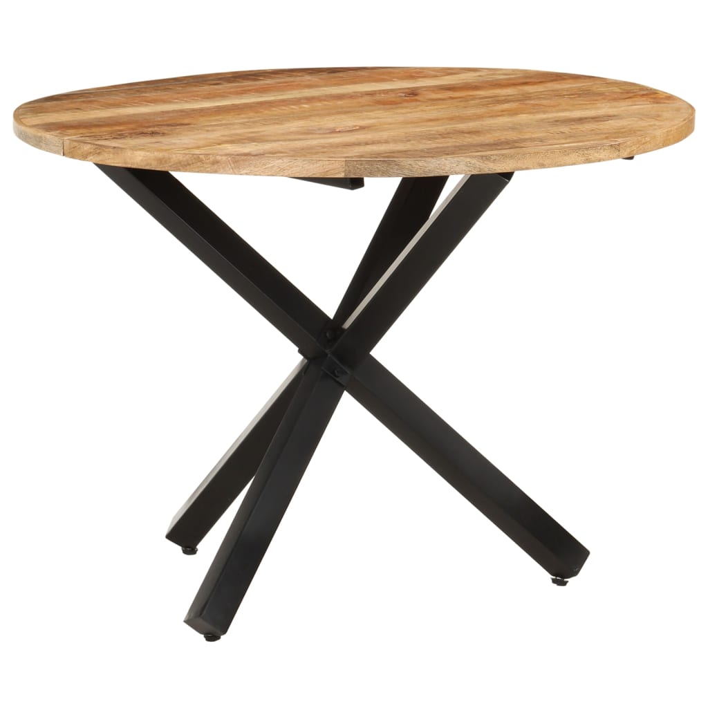 Mesa de jantar redonda 100x100x75cm madeira de mangueira áspera