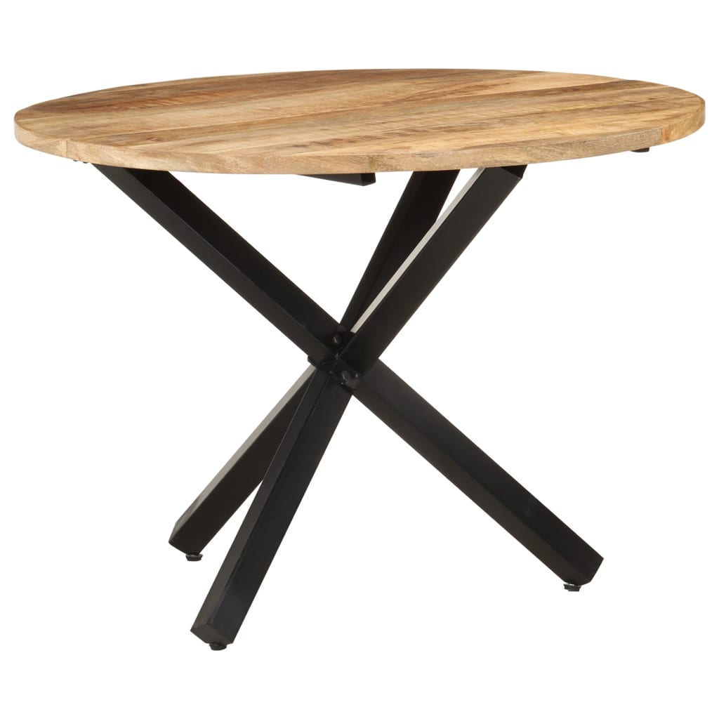 Mesa de jantar redonda 100x100x75cm madeira de mangueira áspera