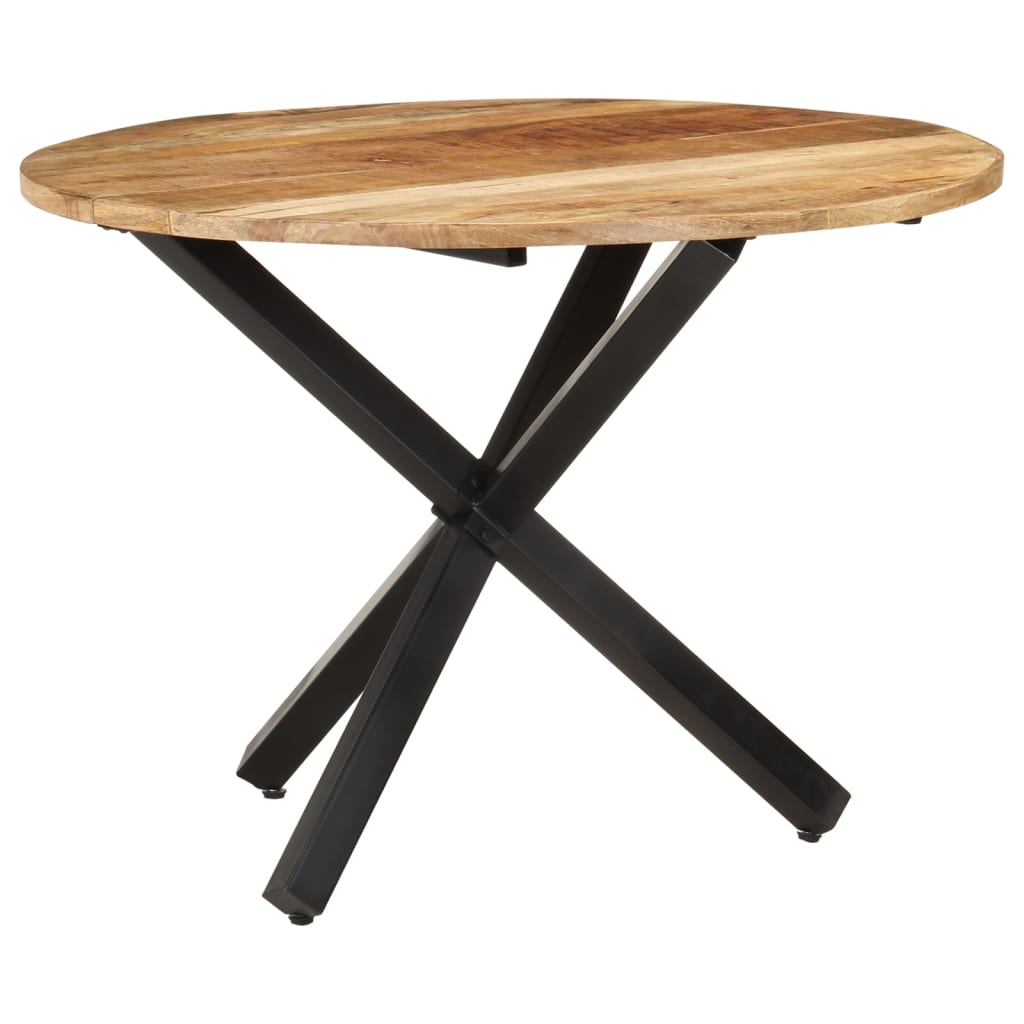 Mesa de jantar redonda 100x100x75cm madeira de mangueira áspera