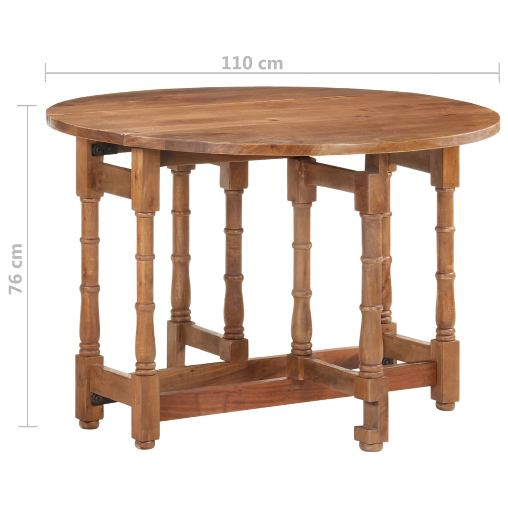 Mesa de jantar redonda 110x76 cm madeira de mangueira maciça
