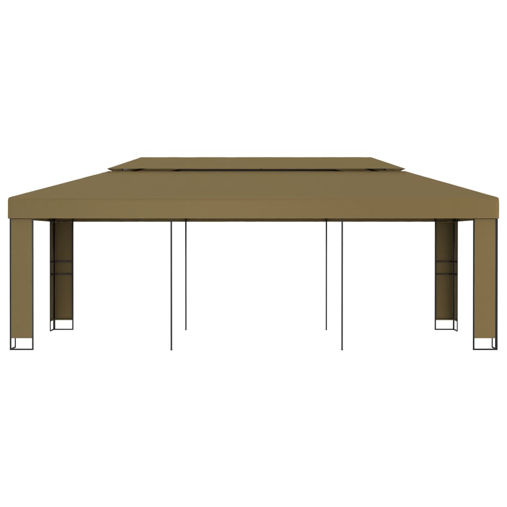 Gazebo com telhado duplo 3x6 m 180 g/m² cinza-acastanhado
