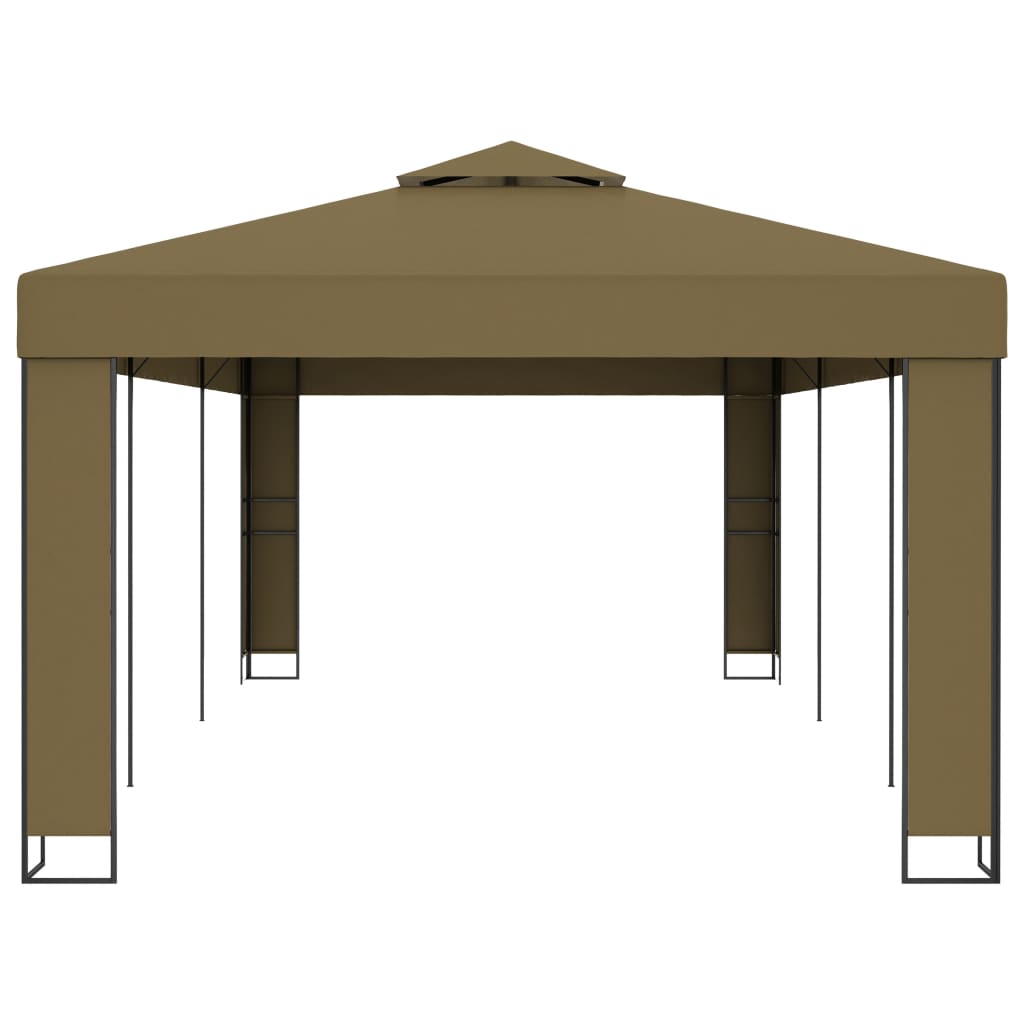 Gazebo com telhado duplo 3x6 m 180 g/m² cinza-acastanhado