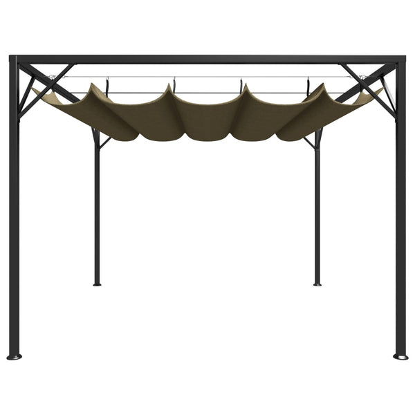 Gazebo jardim telhado retrátil 3x3 m 180 g/m² cinza-acastanhado