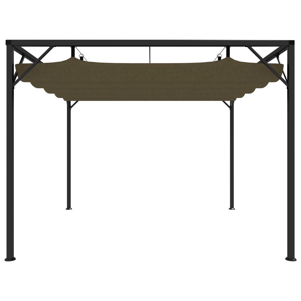 Gazebo jardim telhado retrátil 3x3 m 180 g/m² cinza-acastanhado